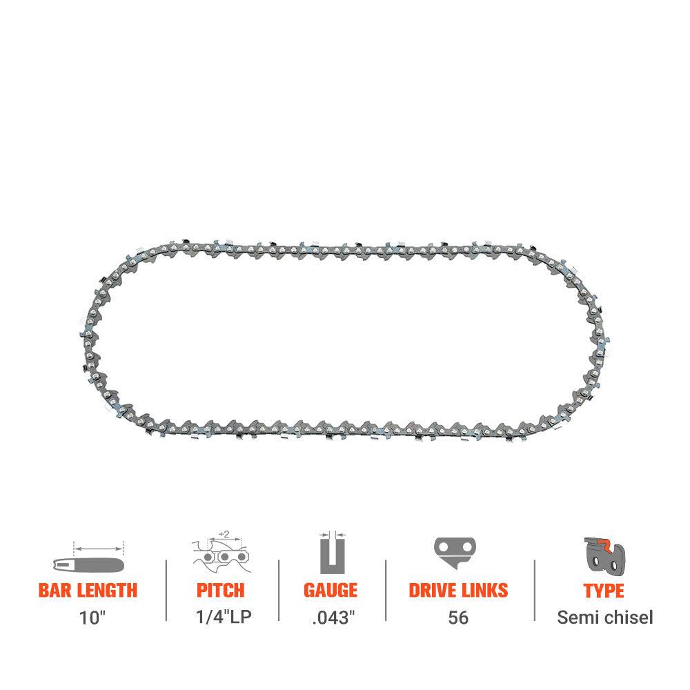 10" 1/4" Pitch .043" Gauge 56 DL Standard Chain Compatible with Stihl HT131 HT130 HT101 Chainsaw #71 PM3 56 - Hipa GA2740A - hipaparts