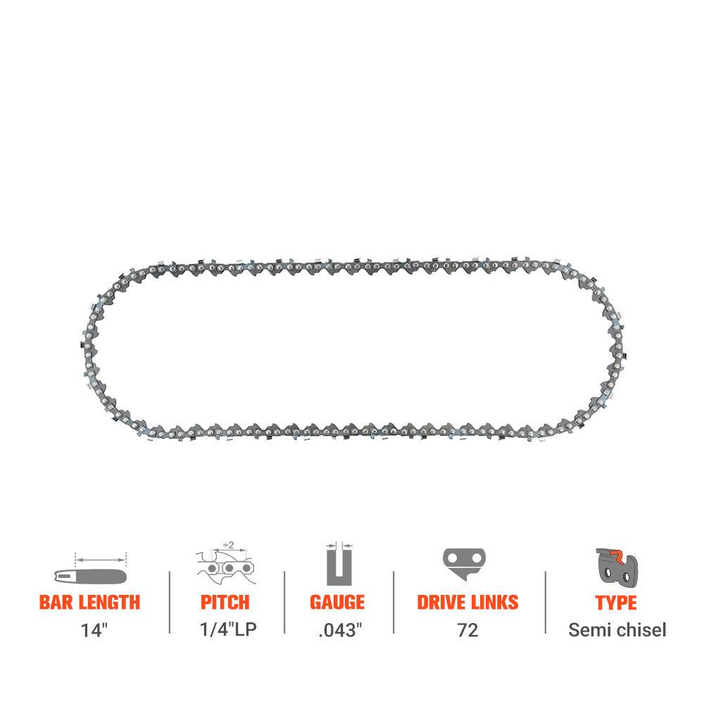 Hipa GA2732A 14" 1/4 Pitch .043 Gauge 72 DL Standard Chain Compatible with Stihl MSA160C HT131 HT100 HT75 HT73 Chainsaw Similar to 71 PM3 72 - hipaparts