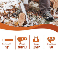 14" 3/8" LP Pitch .050" Gauge 50DL Chainsaw Chain Stihl MS180, MS181 Chainsaw - Hipa GA1110 - hipaparts