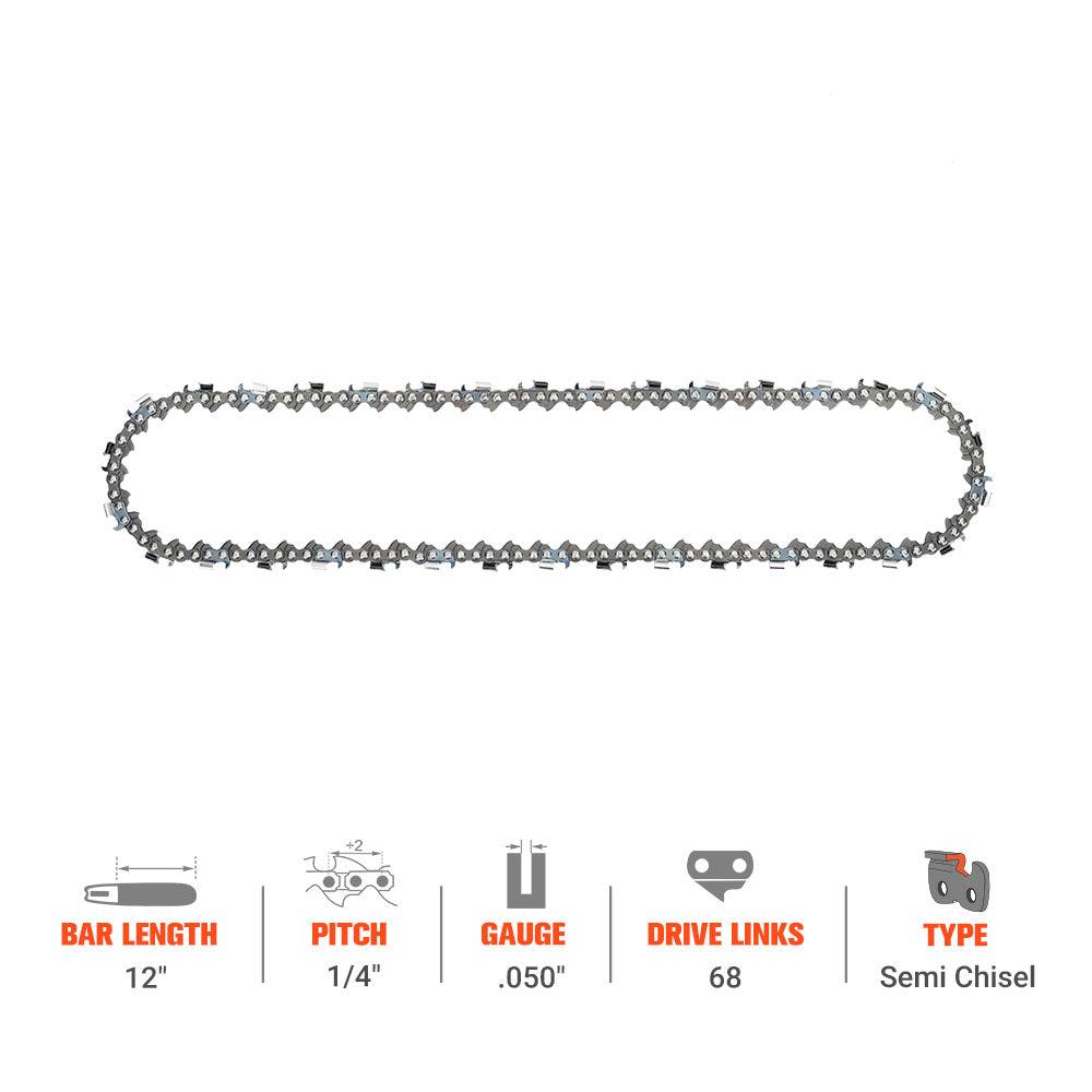 Hipa GA2738A 1/4"LP Pitch .050" Gauge 68 DL Standard Chain Similar to 25F068G - hipaparts