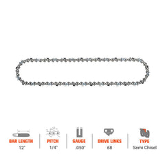 Hipa GA2738A 1/4"LP Pitch .050" Gauge 68 DL Standard Chain Similar to 25F068G - hipaparts