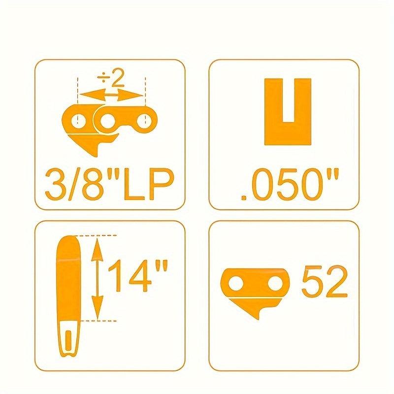 3pcs Hipa 14 Inch Bar.050 Gauge 3/8 Pitch 52DL Chainsaw Chain For Ryobi RY3714 RY40503 RY4 Chainsaw - hipaparts