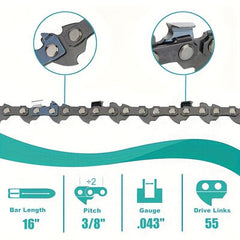 3pcs Hipa Premium 3/8 LP043 Chainsaw Chain Set - Compatible with Stihl 55 3610 005 055, 55DL, MS170, PMM355 - Gasoline-Powered, High-Quality Replacement Parts for Efficient Cutting - hipaparts