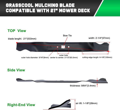 21 inch Mower Mulching Blades for Troy Bilt TB110 TB230 TB240 TB130 TB210 TB320 TB220 TB280ES 942-0741A 742-0741 742-0741A 942-0741 Cub Cade MTD 21" Deck Mower Blade (2 Pack)