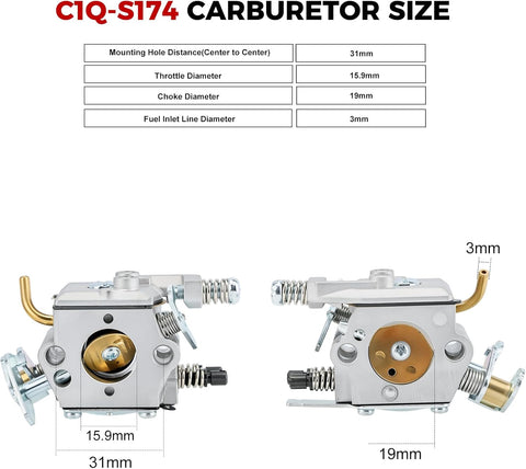 Kuupo 136 141 142 Carburetor for Husqvarna 36 41 137 137E 141LE 142E Chainsaw Replace for Husqvarna 530071987 545013503 545057701 for Poulan Pro 295 PP4620AVX for WT-239 W-29 WT-834 WT-289 WT-285
