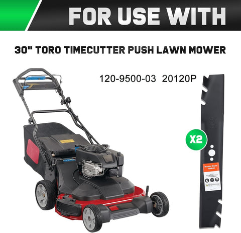 Timemaster 30 inch Mulching Blades for 30" Deck Toro 20199 20200 20975 20977 Lawnmower Replace for 20120P 120-9500-03 Lawn Mower (2 Pack)