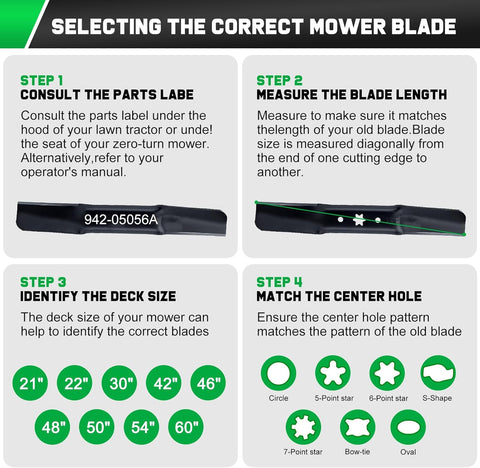 ZT1 54 inch Mower Blades Replace Cub Cadet 942-05056A for Ultima ZT2 XT1 XT2 RZT54 54'' Zero Turn Tractor with 6 Star Hole 942-05056-X High Lift