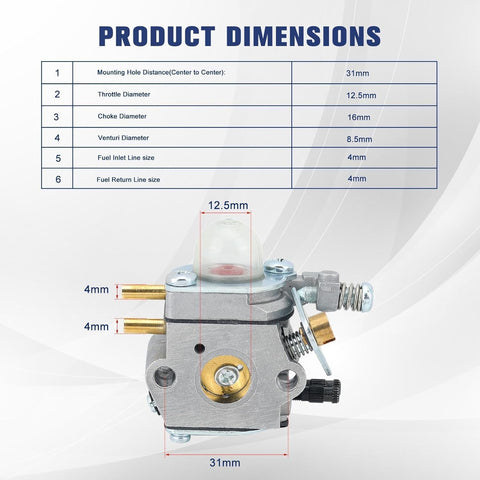 Powtol SRM 2100 Carburetor for Echo SRM 2400 SRM-2100 SRM2100 GT2000 PE2000 SRM2400 PE2400 GT2000R PPF2100 PPT2100 SRM2110 PP1200 PP800 PAS2000 String Trimmer Replace C1U-K52