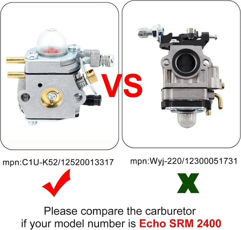 Powtol SRM 2100 Carburetor for Echo SRM 2400 SRM-2100 SRM2100 GT2000 PE2000 SRM2400 PE2400 GT2000R PPF2100 PPT2100 SRM2110 PP1200 PP800 PAS2000 String Trimmer Replace C1U-K52