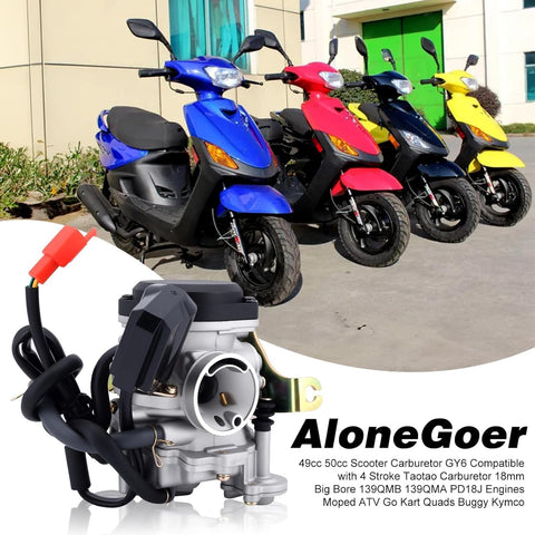 50cc GY6 Carburetor for Taotao 49cc 50cc 4-Stroke 18mm Big Bore 139QMB 139QMA PD18J Engines ATV Go Kart Scooter Mopeds Quads Buggy Kymco