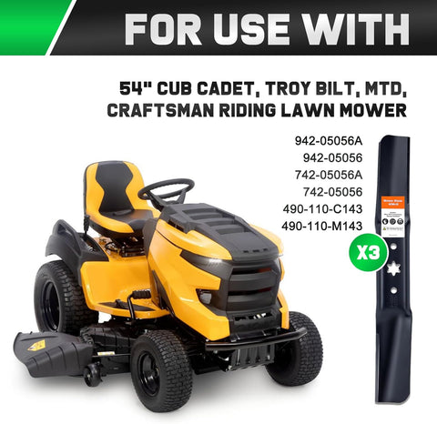 ZT1 54 inch Mower Blades Replace Cub Cadet 942-05056A for Ultima ZT2 XT1 XT2 RZT54 54'' Zero Turn Tractor with 6 Star Hole 942-05056-X High Lift