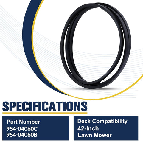 954-04060C 954-04060B Deck Belt for Troy Bilt Pony 42 Riding Mower 954-04060 Cub Cadet LT1040 LT1042 LTX1042 LTX1040 Pony Bronco MTD Gold Craftsman 42-inch Lawn Tractor Mowers (1/2" x 96.5")