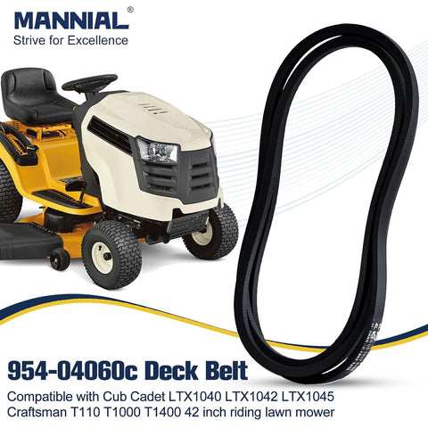 954-04060C 954-04060B Deck Belt for Troy Bilt Pony 42 Riding Mower 954-04060 Cub Cadet LT1040 LT1042 LTX1042 LTX1040 Pony Bronco MTD Gold Craftsman 42-inch Lawn Tractor Mowers (1/2" x 96.5")