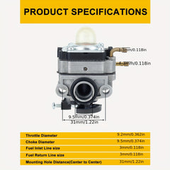 254cc 25cc Carburetor Kit - High-Performance Replacement for Ryobi String Trimmer 2-Cycle Engine - Compatible with RY251PH RY252CS RY253SS RY254BC Models, Easy Installation and Reliable Performance