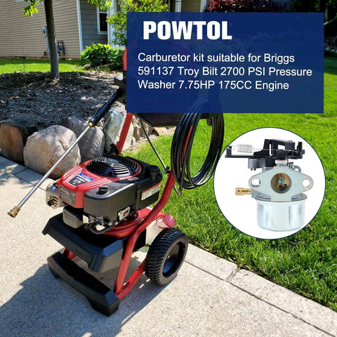 Powtol 2700PSI 2800PSI 3000PSI Carburetor for Troy Bilt 7.75 Hp 8.75 Hp 8.5 Hp 190cc 850ex 875exi 875ex 775ex Pressure Washer Parts Replace 591137 593599 797301