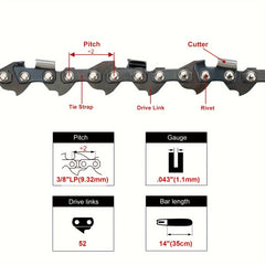 Hipa 14" CHAINSAW CHAIN FOR BLADE 40V KOBALT KCS 4040-06 CHAINSAW 3/8lp 52DL 043