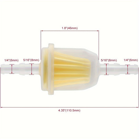 10pcs Hipa 6MM x 8MM 1/4" 5/16" 25 050 22-S Inline Fuel Gas Filter For Lawn Mower Small Engine