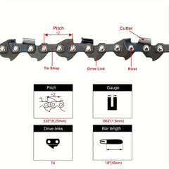 18 Chainsaw Chain - 325 Pitch, 063 Gauge, 74 Drive Links - Compatible with Stihl 26RS-74, 3639 005 0074 Models - High-Quality Replacement Chain for Efficient Cutting