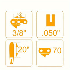 Hipa 20 Inch Bar.050 Gauge 3/8 Pitch 70DL Chainsaw Chain for JONSERED 490 Chainsaws