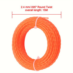 15M 2.4mm Heavy-Duty Commercial Round Twist String Trimmer Line - Efficient Grass Cutting and Weeding Solution for Lawn Care Professionals - Hipa