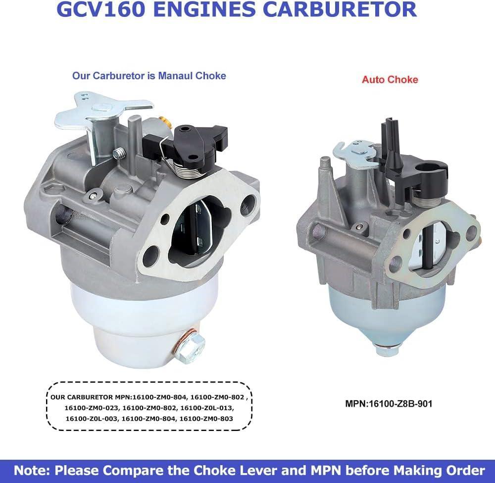 GCV160 Carburetor for Honda GCV160A GCV160LA GCV160LE Engine HRB216 HRR216 HRS216 HRT216 HRZ216 Lawn Mower Ryobi Pressure Washer Replace 16100-ZM0-804 Manual Choke - hipaparts