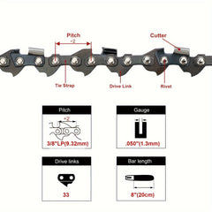 Hipa S33 Chainsaw Chain for Remington RM4050 RM4050B Sun Joe SWJ800E SWJ802E Pole Saw - hipaparts