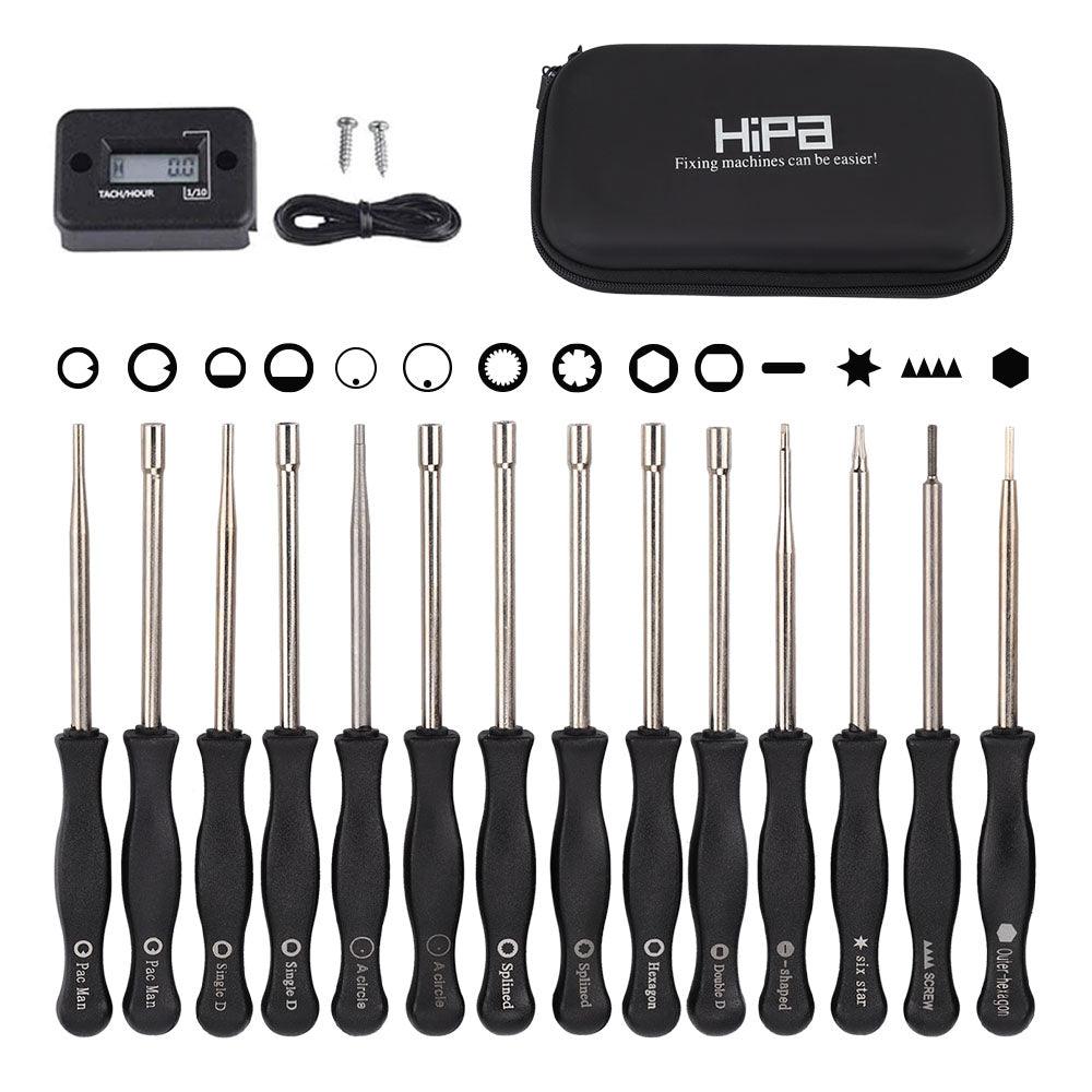 Hipa GA2095B Pack-of-14 2-Cycle Carburetor Adjustment Tool Screwdriver Kit with RPM Tachometer - hipaparts