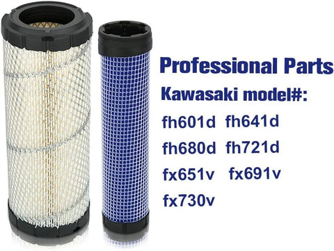 11013-7044 11013-7045 Inner & Outer Air Filter For Kawasaki FD750D FD791D FH601D