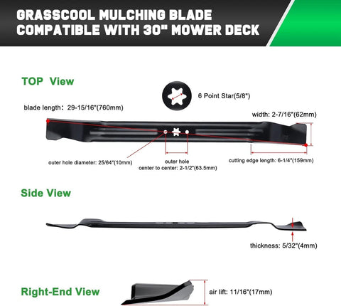 30 inch Mower Blade for Troy Bilt TB30 TR30 TB30R Cub Cade CC30 CC30H #942-04385