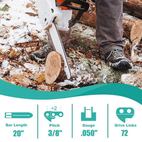 2x Full Chisel Chainsaw Chain 20 Inch .050 3/8 LP 72DL for Husqvarna 455 Rancher