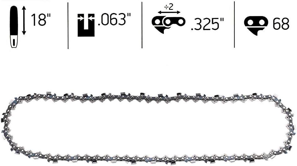 18 inch Chainsaw Chain .325 Pitch .063 Gauge 68DL for Sthil MS250 MS251 MS230 MS210 021 025 26RS-68 3639 005 0068 Chain Saw Chain - hipaparts