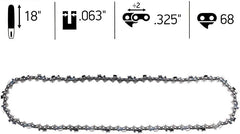 18 inch Chainsaw Chain .325 Pitch .063 Gauge 68DL for Sthil MS250 MS251 MS230 MS210 021 025 26RS-68 3639 005 0068 Chain Saw Chain - hipaparts