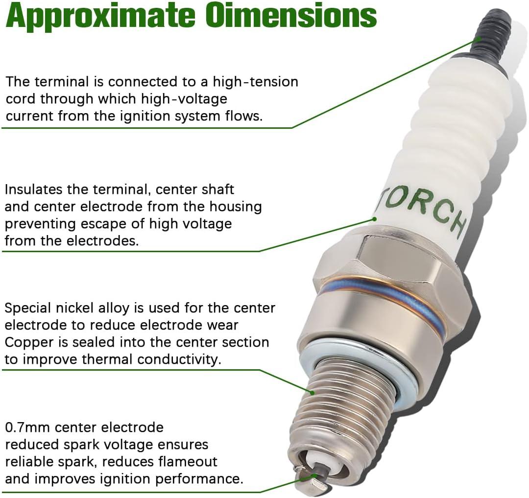 2 Packs CR7HSA A7TC Spark Plug Replacement for 50cc 70cc 90cc 110cc 125cc Scooter Dirt Pocket Bike ATV Moped Quad Torch A7T A7RTC T1137C stk 4549 4629 C7HSA - hipaparts