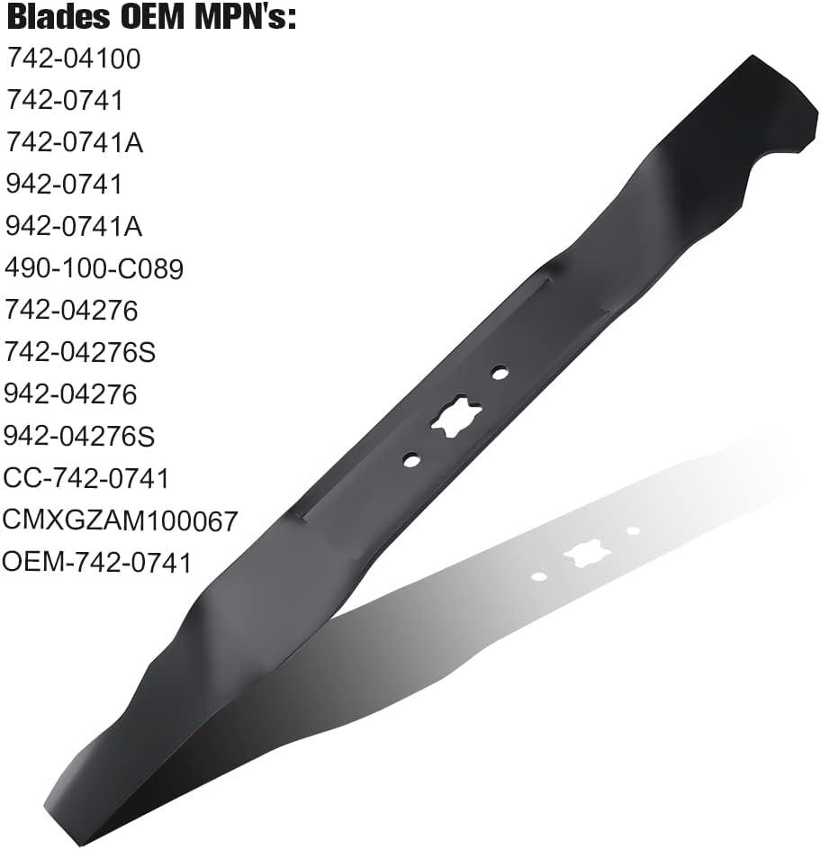 21 inch Mower Mulching Blades for Troy Bilt TB280ES TB240 TB130 TB230 TB210 TB110 TB220 TB320 Cub Cade MTD 21 '' Cutting Lawn Mower Replace for 942-0741A 742-0741 742-0741A 942-0741 (1 Pack) - hipaparts