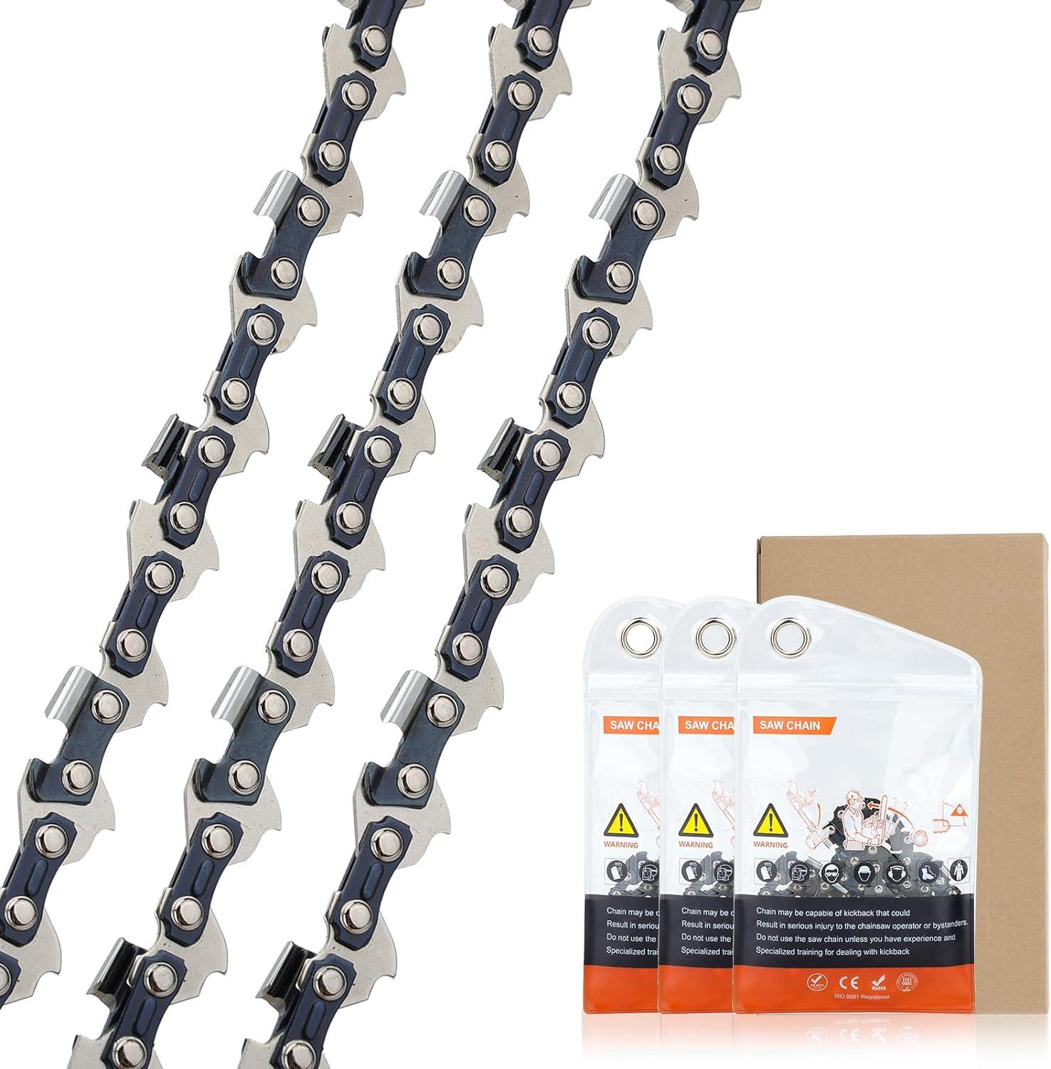 3-Pack 10 inch Pole Saw Chain Low Kickback, 40 Drive Links, 3/8"LP Pitch, 043" Gauge, Compatible for Einhell GE-LC 18/25 Li, Ryobi, Makita, Black & Decker, Husqvarna and More - hipaparts