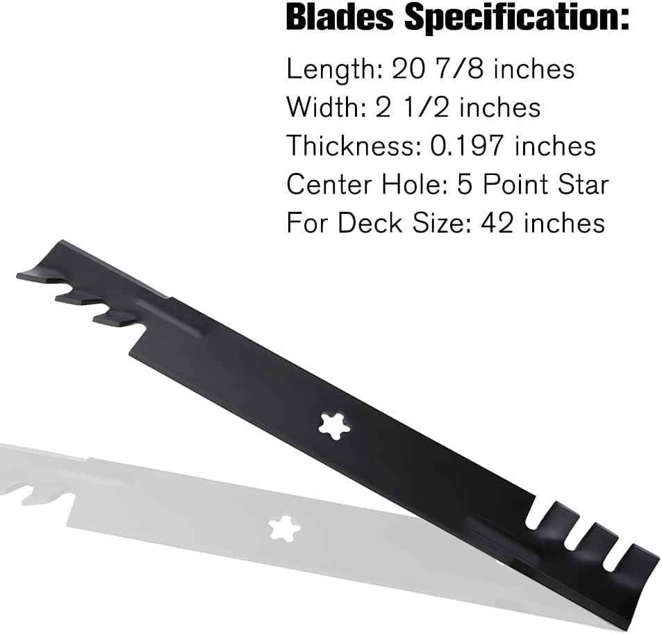 42 inch Mower Mulching Blades for Craftsman LT1000 YT3000 LT2000 42'' Deck Lawnmower Replace for Poulan 138971 532138971 138498 (5 Point Star) - hipaparts