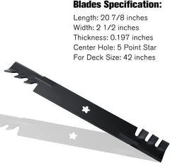 42 inch Mower Mulching Blades for Craftsman LT1000 YT3000 LT2000 42'' Deck Lawnmower Replace for Poulan 138971 532138971 138498 (5 Point Star) - hipaparts