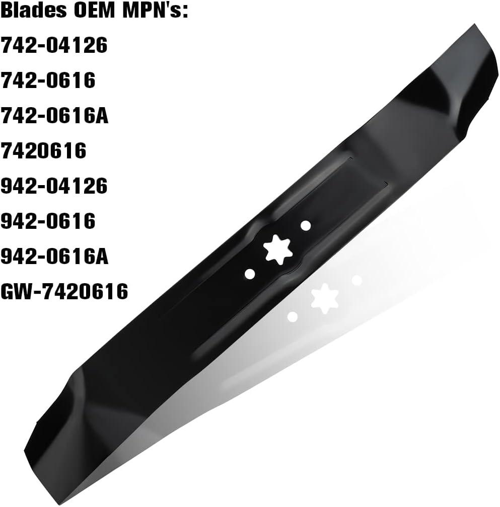 42 Inch Mower Mulching Blades for Replace Cub Cadet LT1042 LT1040 LT4200 Toro LX426 Troy-Bilt Bronco 42'' Lawn Mower Replace 942-0616A 742-0616 942-0616 (6 Point Star) - hipaparts