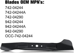 46 inch Mower Blades for MTD Cub Cadet XT1 XT2 LT46 LTX1045 LTX1046 RZT L46 46'' Deck Lawnmower Replace for 942-04244A 942-04290 942-04244 742-04244(High-Lift) - hipaparts