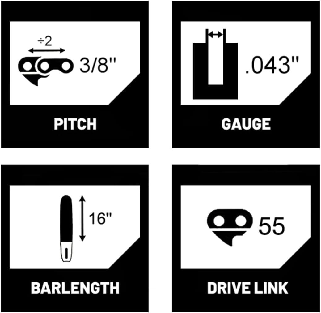 90PX034G R34 8 Inch Pole Saw Chain For Ryobi 901289001 Homelite UT-43160 30254EG Ryobi RY43160 PS720 Pole Saw 34 Drive Links 3/8" Low Profile .043" Chains Pack of 3 - hipaparts