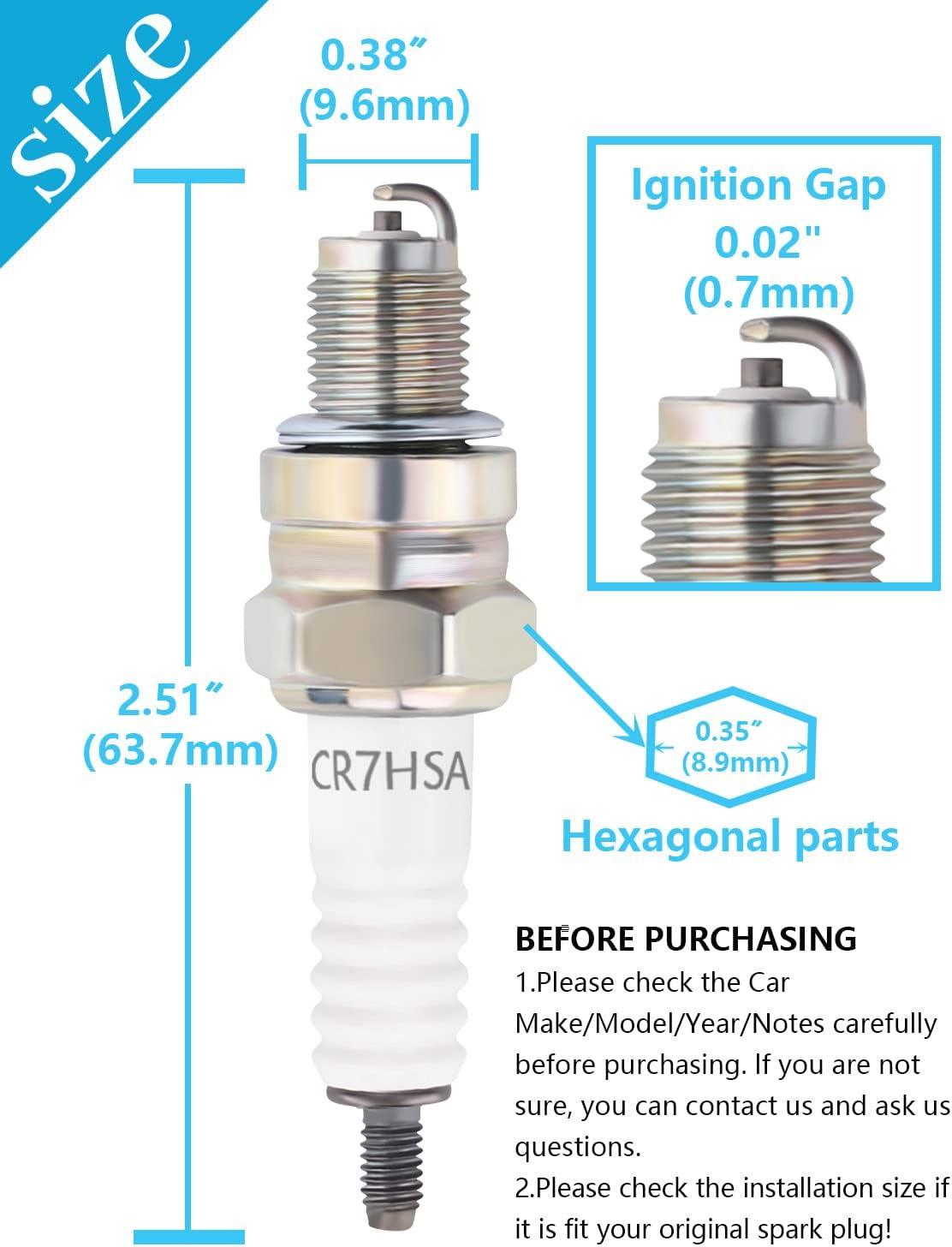 A7RTC CR7HSA Motorcycle Spark Plug A7RC A7TC CR7HSA 4549 Replace for GY6 Engine 50cc 70cc 90cc 100cc 110 125 150cc Motorcycle ATV Quad Scooter Go Kart Moped Chopper Buggy Dirt Racing Bike - hipaparts