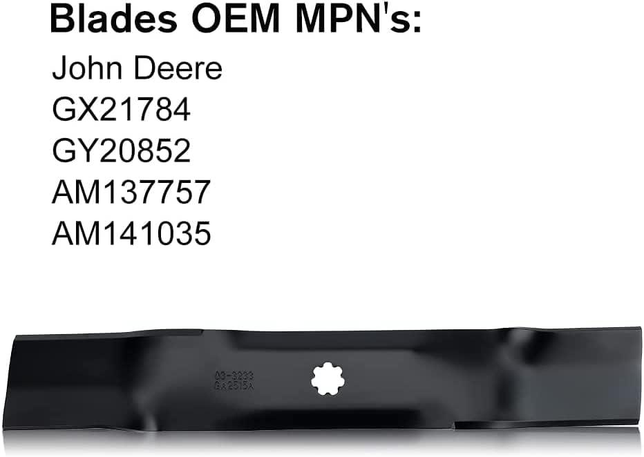 Grasscool LA145 48 inch Mower Mulching Blade for John Deere LA155 155C D140 LA140 E150 E160 48'' Deck Lawn Mower Replace for GX21784 GY20852 AM137757 AM141035 (3Pack) - hipaparts