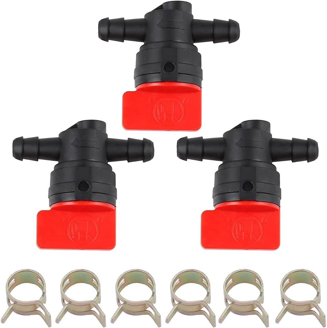 HIPA 494768 698183 Fuel Shut Off Valve 1/4 Inch with Clamp for Murray Toro Lawn Mower Tractor Parts (Pack of 3 pieces) - hipaparts