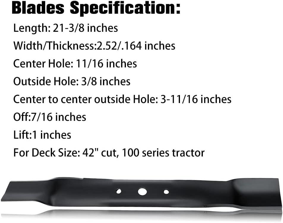 L110 42 inch Mower Blades for John Deere L118 L111 L100 Scott's L1742 Sabre 42'' Cut Deck Mower Replace for GX20249 GX20433 GY20567 - hipaparts