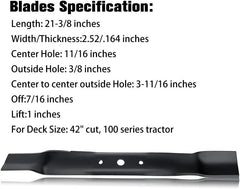 L110 42 inch Mower Blades for John Deere L118 L111 L100 Scott's L1742 Sabre 42'' Cut Deck Mower Replace for GX20249 GX20433 GY20567 - hipaparts