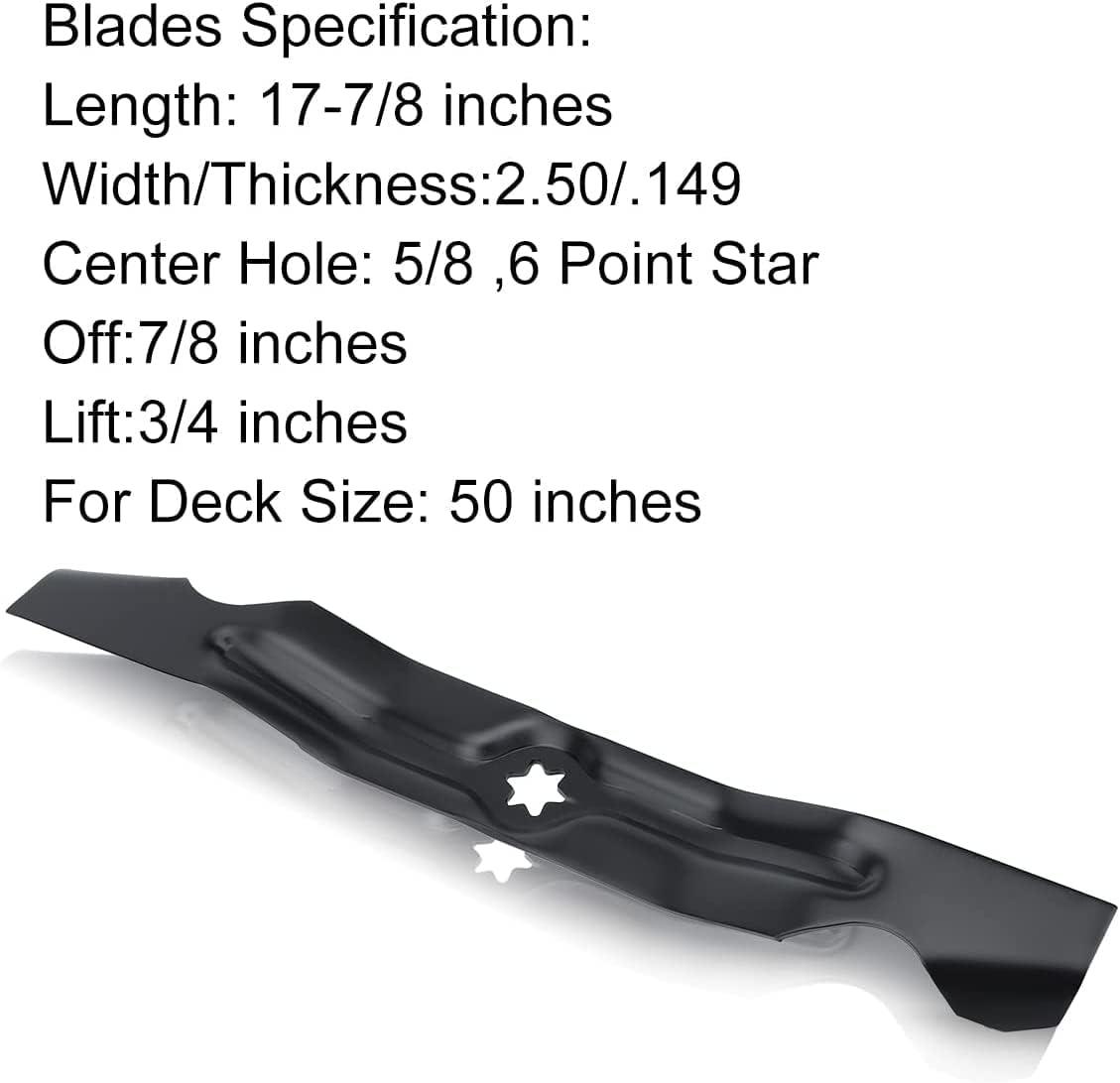 RZT50 50 inch Mower Blades for MTD Cub Cadet RZT 50 LT1050 LTX1050 LTX1050KW LGT1050 50'' Deck Lawnmower Replace 742-04056 942-04056 942-04053C (3 Pack) - hipaparts