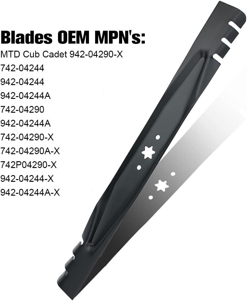 XT1 46 inch Mower Mulching Blade for MTD Cub Cadet XT1-46 XT2 LT46 LTX1045 LTX1046 46'' Deck Mower Replace for 942-04290-X 942-04290 942-04244 742-04244 742-04290 (2 Pack) - hipaparts